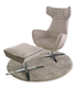 sillón contemporáneo / de cuero / de tejido / con reposapiés