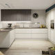 cocina contemporánea / de melamina / en U / sin pomos