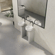 lavabo con base / de metal esmaltado / redondo / con 1 orificio