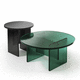 mesa de centro contemporánea / de bronce / de vidrio / con base de vidrio