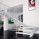 escalera en L / con peldaños de madera / con estructura de metal / contemporánea