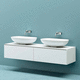 mueble de lavabo doble / suspendido / de Corian® / de chapa de madera