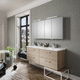 baño contemporáneo / de roble claro / de cerámica / de níquel