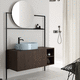 mueble de lavabo suspendido / de madera / de metal / contemporáneo
