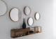 espejo de pared / contemporáneo / redondo / de madera