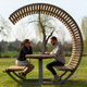 conjunto de mesa y banco de madera / contemporáneo / de chapa de acero / de acero galvanizado