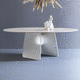 mesa de comedor contemporánea / de mármol / de piedra natural / con base de piedra