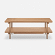 mesita pedestal contemporánea / de roble / con base de madera / rectangular