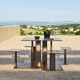 conjunto de mesa y banco contemporáneo / de aluminio pintado / de HPL / de terraza