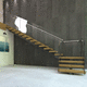 escalera recta / en U / con peldaños de madera / de metal