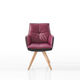 silla contemporánea / de interior / de cuero / con base de madera maciza