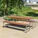 mesa de pícnic contemporánea / de ipé / con base metálica / rectangular