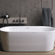 bañera ovalada / en isla / de fibra acrílica / contemporánea