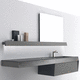 mueble de lavabo suspendido / de madera / contemporáneo / sin puerta