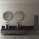 mueble de lavabo doble / suspendido / de madera / de vidrio