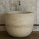 lavabo sobre mueble / de travertino / personalizable / redondo