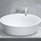 lavabo sobre mueble / de mármol / circular / con 1 orificio
