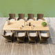 mesa contemporánea / de teca / con base de teca / rectangular