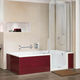 bañera-ducha rectangular / empotrable / de cuarcita / con puerta