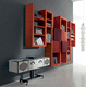 biblioteca de pared / contemporánea / de madera lacada mate / roja
