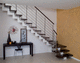 escalera en L / con peldaños de madera / con estructura de acero / contemporánea