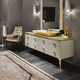 lavabo sobre mueble / de cerámica / rectangular / contemporáneo