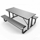 mesa de pícnic contemporánea / de plástico reciclado / de hierro fundido / rectangular