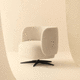 sillón contemporáneo / de tejido / de cuero / beis