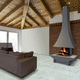 chimenea de leña / independiente / de pie / de 3 caras