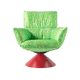 sillón contemporáneo / de satén / con reposapiés / verde