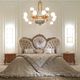 cama de matrimonio / de estilo Luis XV / con cabecero tapizado / de tejido