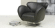 sillón contemporáneo / de cuero / giratorio
