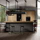 cocina contemporánea / de vidrio ahumado / de aluminio / con isla