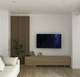 mueble TV contemporáneo / de roble / de zebrano / con estantes