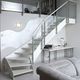 escalera en L / con peldaños de madera / con estructura de madera / contemporánea