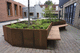 jardinera con banco integrado / de madera / de acero COR-TEN® / rectangular