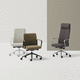 silla de trabajo de cuero / de tejido / con ruedas / con reposacabezas