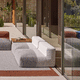 sillón bajo contemporáneo / gris / azul / blanco