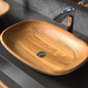lavabo sobre mueble / de madera maciza / hecho a mano / rectangular