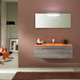 mueble de lavabo suspendido / de latón / contemporáneo / con puerta
