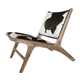 sillón contemporáneo / de cuero / de piel de vaca / de teca