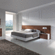 cama de matrimonio / contemporánea / con cabecero / de chapa de madera