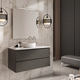 mueble de lavabo suspendido / de cerámica / de piedra / contemporáneo