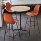 mesa alta contemporánea / de madera / con base de metal cromado / redonda