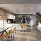 cocina contemporánea / de roble / con isla / oculta