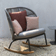 sillón bajo contemporáneo / de tejido / de teca / de aluminio