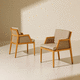 silla de comedor contemporánea / de interior / de tejido acrílico / de teca