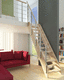escalera recta / con peldaños de madera / con estructura de madera / para uso residencial