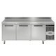 mesa de preparación de acero inoxidable / refrigerada / con almacenamiento / profesional