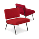 sillón contemporáneo / de tejido / de cuero / de metal cromado